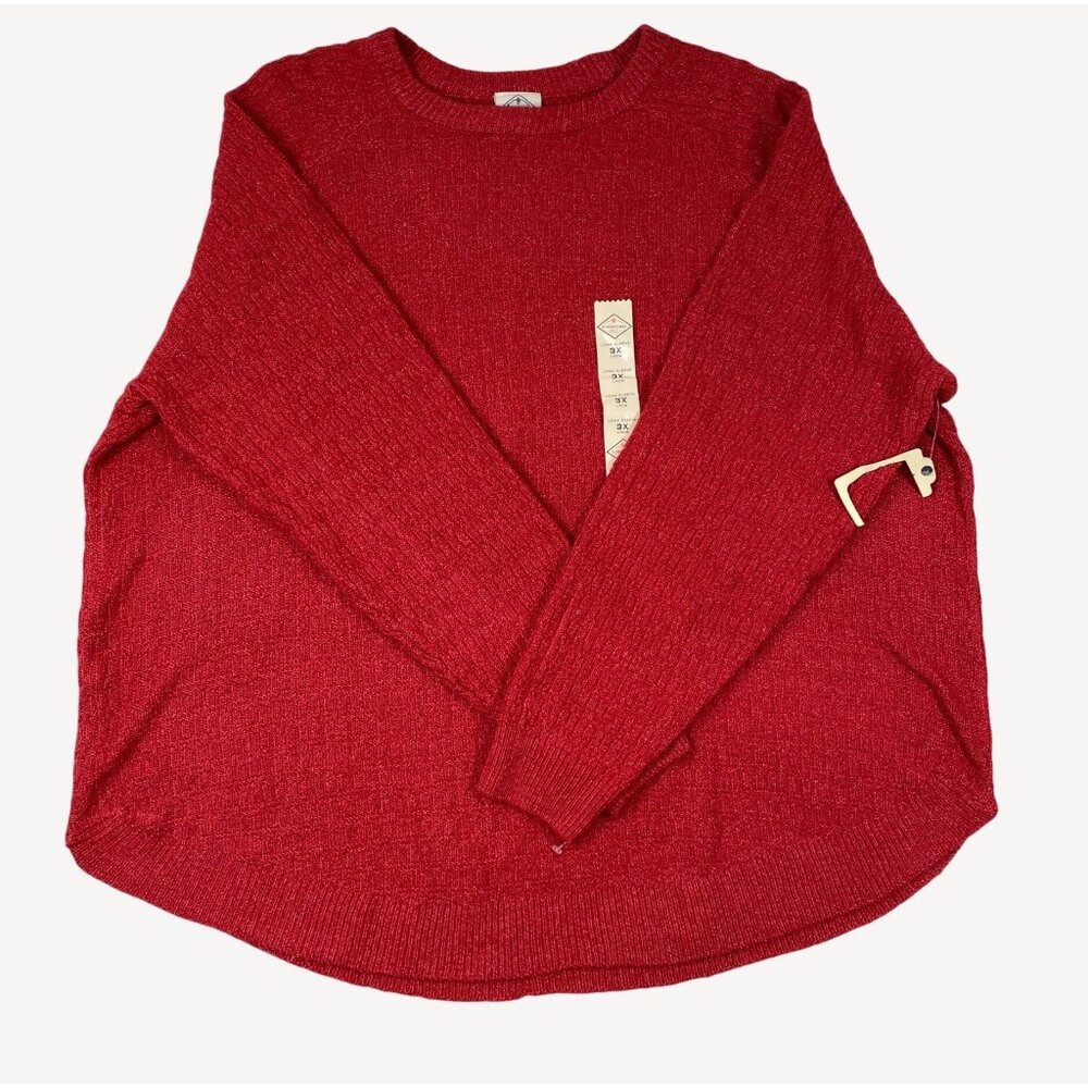 St. Johns Bay Womens Red Long Sleeve Crewneck Polyester Spandex Sweater Size 3X